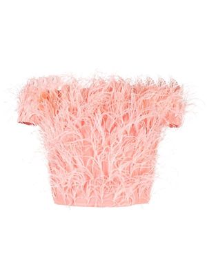 Cult Gaia feather-detail crop top - Pink