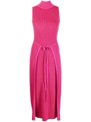 Cult Gaia fine-ribbed lace-up fastening dress - Pink