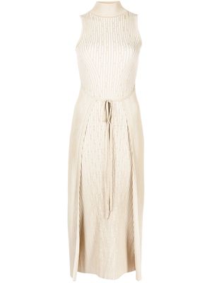 Cult Gaia fine-ribbed lace-up fastening dress - Yellow