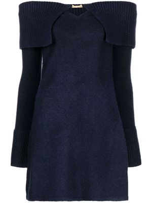 Cult Gaia knitted off-shoulder mini dress - Blue