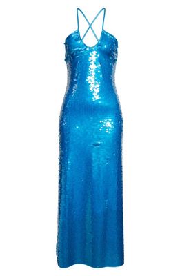 Cult Gaia Lily Sequin Halter Dress in Nile