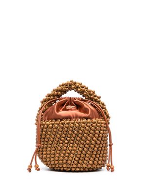 Cult Gaia mini Cora beaded bucket bag - Brown