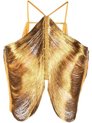 Cult Gaia Quella metallic-finish vest - Gold