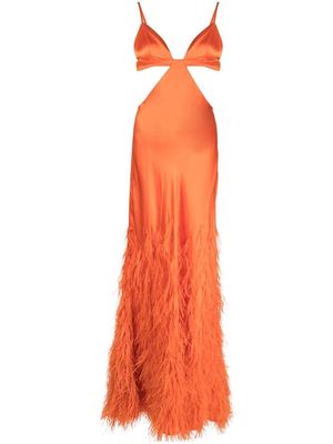 Cult Gaia Raisa feather-trim gown - Orange