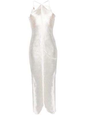 Cult Gaia Renata halterneck fringed gown - White
