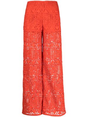 Cult Gaia Sia open-knit wide-leg trousers - Red