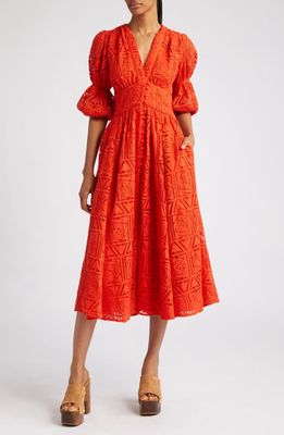 Cult Gaia Willow Lace Midi Dress in Madeira