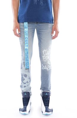 Cult of Individuality Belted Punk Bleached Superskinny Jeans in Spray