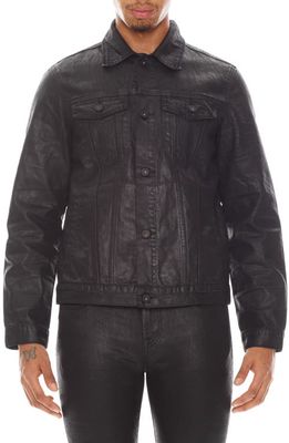 Cult of Individuality Coated Denim Trucker Jacket in Black