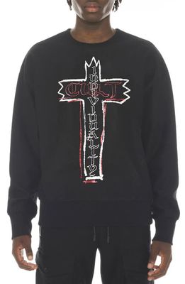 Cult of Individuality Graphic Cotton French Terry Sweatshirt in Black