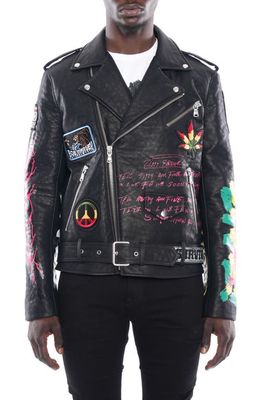 Cult of Individuality Leather Moto Jacket in Black