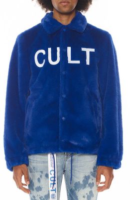 Cult of Individuality Polar Fleece Coach's Jacket in Surf Blue
