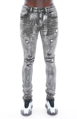 Cult of Individuality Punk Distressed Super Skinny Jeans in Sheetrock