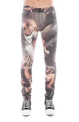 Cult of Individuality Punk Graphic Super Skinny Jeans in Grey Multi