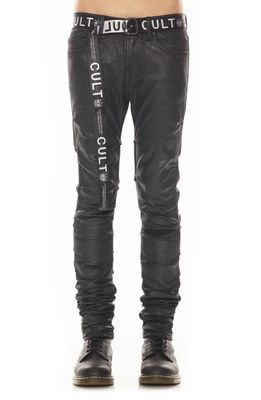 Cult of Individuality Punk Nomad Belted Coated Superskinny Jeans in Black