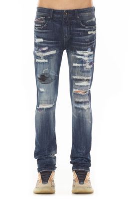 Cult of Individuality Punk Rip & Repair Super Skinny Jeans in Norse