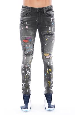 Cult of Individuality Punk Ripped Stretch Super Skinny Jeans in Burst