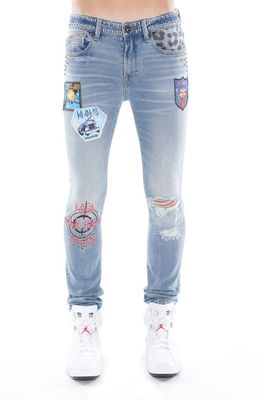 Cult of Individuality Punk Ripped Stretch Super Skinny Jeans in Def Leppard
