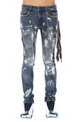 Cult of Individuality Punk Ripped Stretch Super Skinny Jeans in Leopard