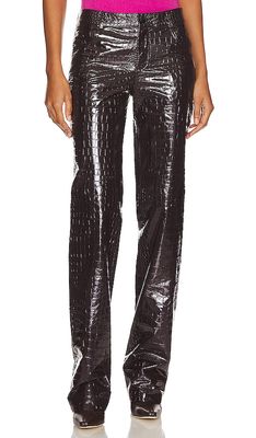 CULTNAKED Croc Boy Faux Leather Trousers in Burgundy