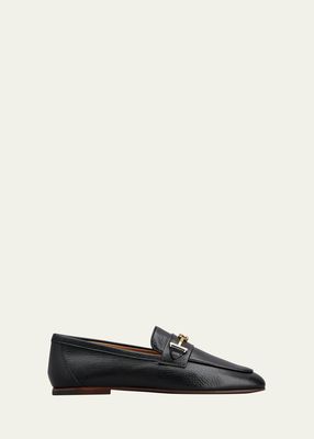 Cuoio Leather Metal-Strap Loafers