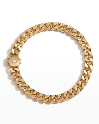 Curb Chain Bracelet with Crystal Locket, Gold
