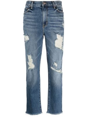 Current/Elliott distressed straight-leg jeans - Blue