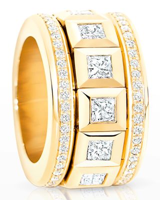 Curriculum Vitae 18k Yellow Gold Pave Ring, Size 8.5