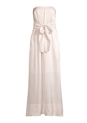 Cursive Tie-Waist Silk Dress