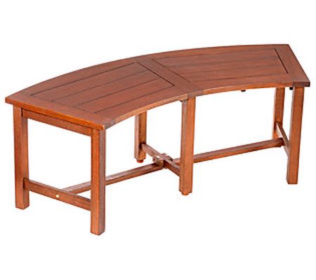 Curved Eucalyptus Slat Bench by Evergreen