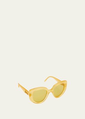 Curved Logo Acetate Butterfly Sunglasses
