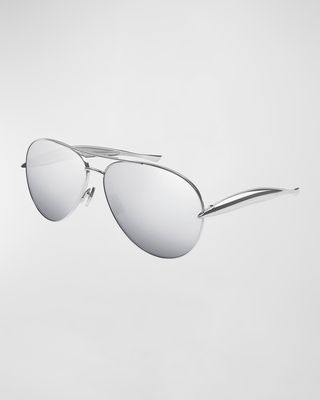 Curved Metal Aviator Sunglasses