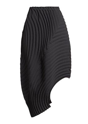Curved Pleated Midi-Skirt