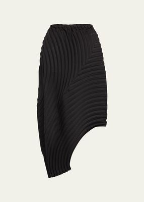 Curved Pleats Midi Skirt