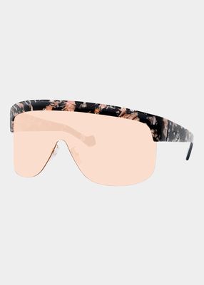 Curved Shield Semi-Rimless Sunglasses