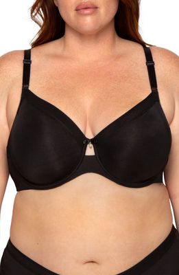 Curvy Couture Silky Smooth Underwire Unlined Bra in Black