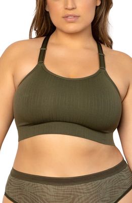 Curvy Couture Smooth Seamless Comfort Wireless Bralette in Olive Night