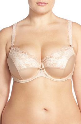 Curvy Couture Tulip Lace Balconette Bra in Bombshell Nude