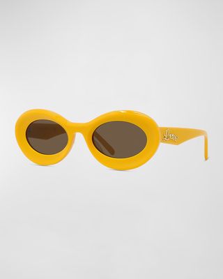 Curvy Logo Acetate Oval Sunglasses