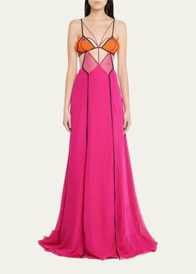 Cut-Out Heart Detailed A-Line Gown