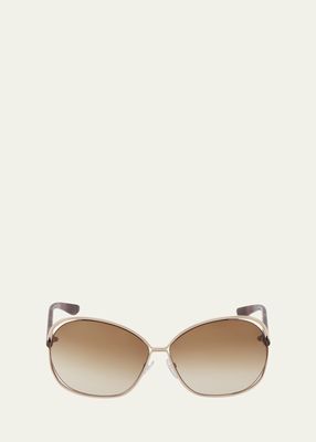 Cut-Out Metal & Acetate Round Sunglasses