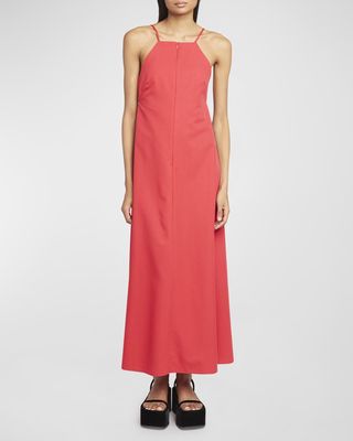 Cut-Out Suiting Maxi Dress