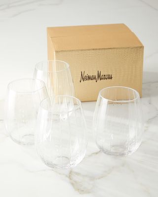 Cut Stemless Wine Glasses, Set of 4