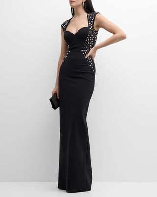 Cutout Embellished Sweetheart Column Gown