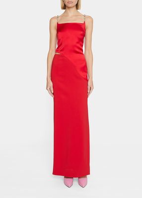 Cutout Gown w/ Embroidered Straps