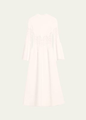 Cutout Lace Compact Ribbed Wool Dress