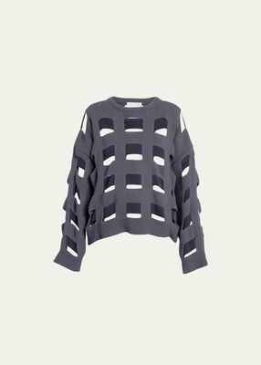 Cutout Patterned Wool Sweater