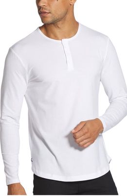 Cuts AO Curved Hem Long Sleeve Henley in White