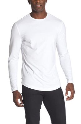 Cuts AO Curved Hem Long Sleeve T-Shirt in White 