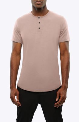 Cuts AO Curved Hem Short Sleeve Henley in Desert Sandstone 